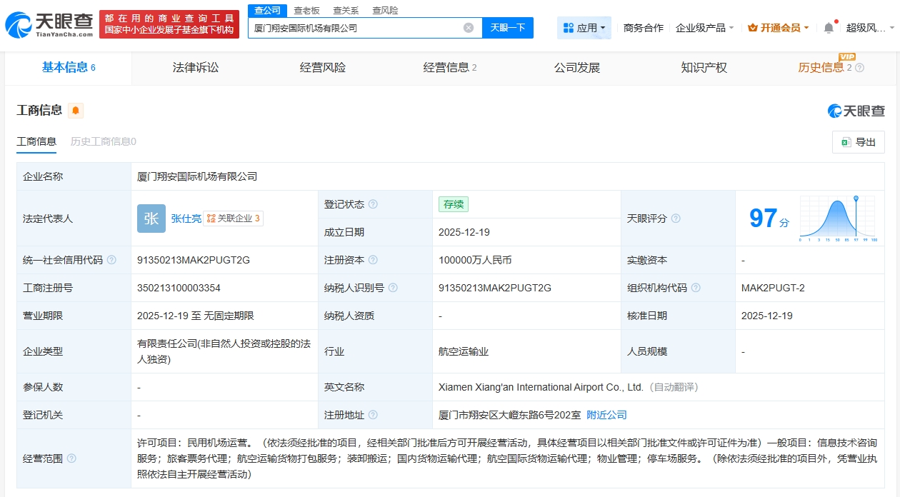 廈門翔安國(guó)際機(jī)場(chǎng)公司正式成立，注冊(cè)資本10億開(kāi)啟航空服務(wù)新篇章